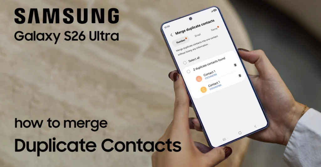 merge duplicate contact on galaxy s26 ultra