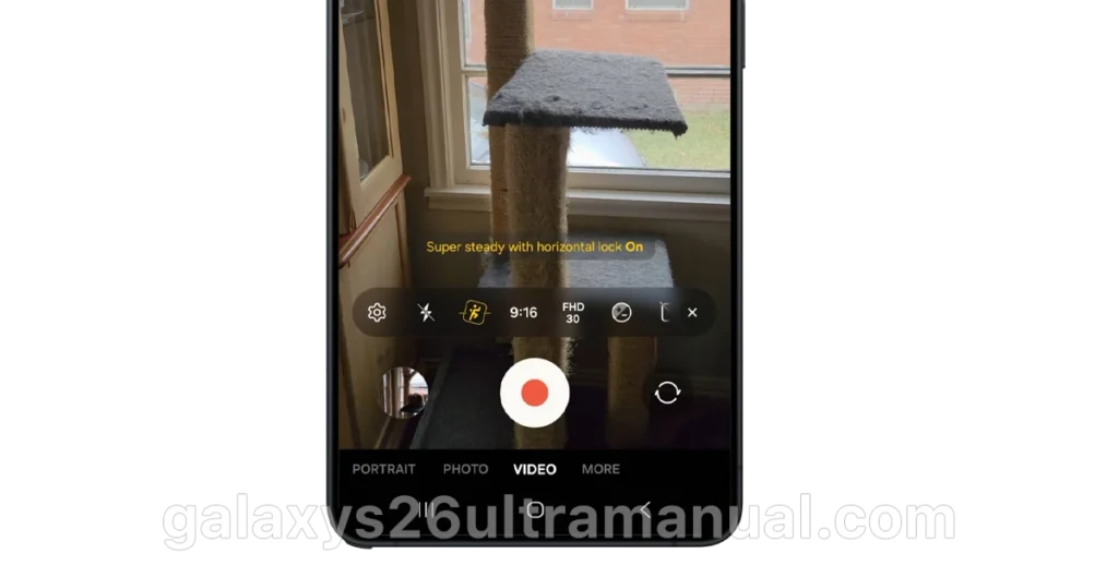 turn on super steady with horizontal lock
