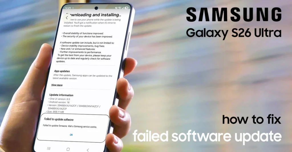software update issues on galaxy s26 ultra