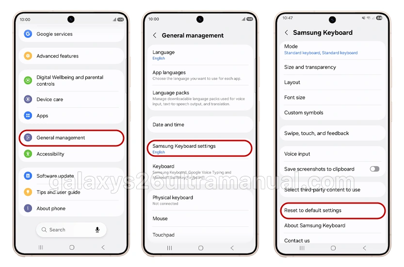 reset to default settings