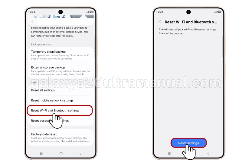 reset wifi and bluetooth settings