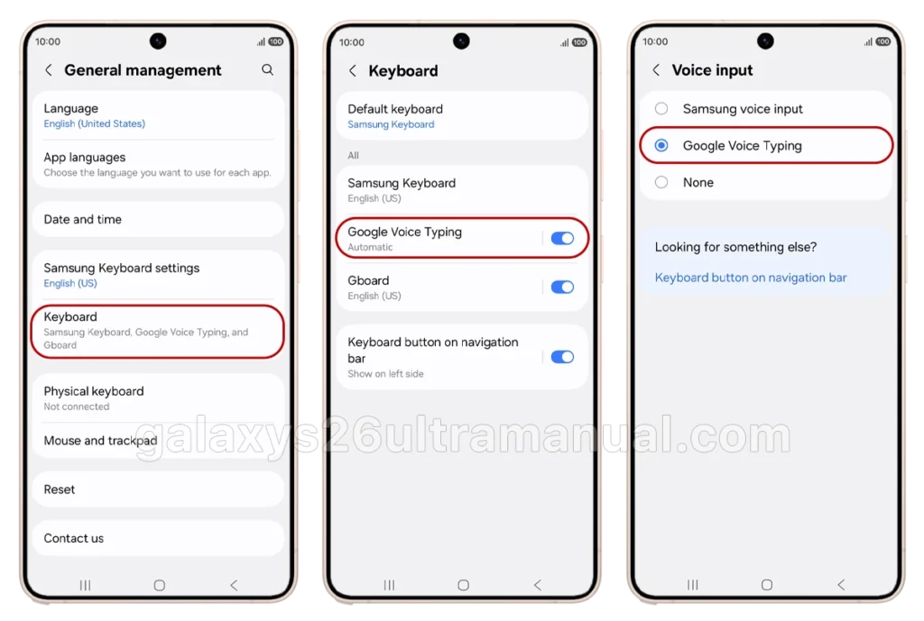 set google voice typing